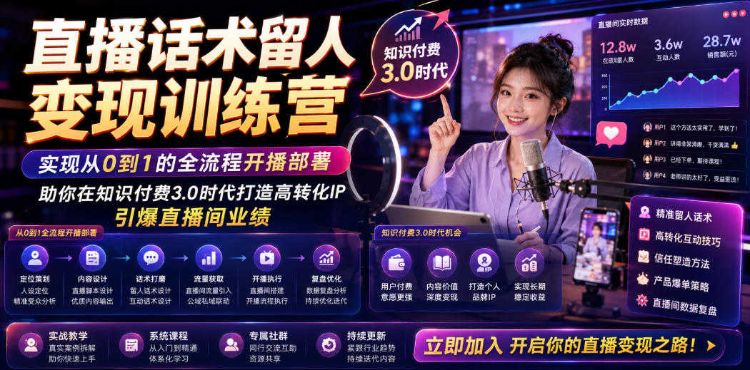 直播话术留人变现训练营 - 2026最新指南 | 一人创业网