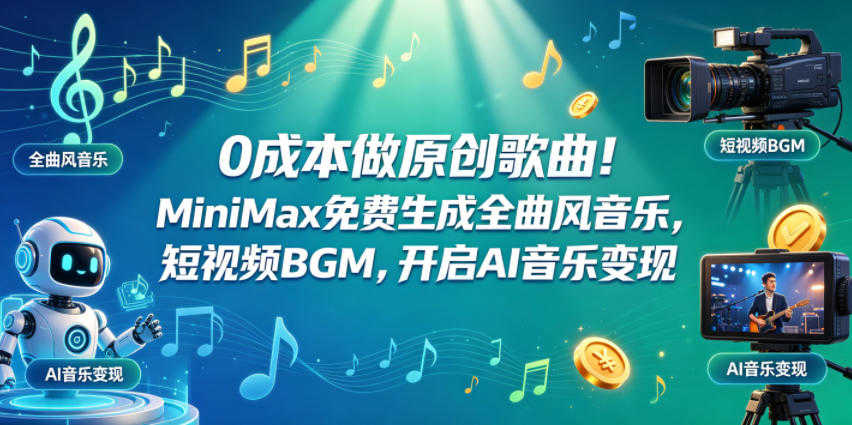 0成本做原创歌曲！MiniMax免费AI音乐制作教程 | 一人创业网