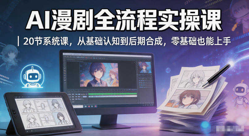 AI漫剧全流程实操课 - 20节系统课零基础上手 | 一人创业网
