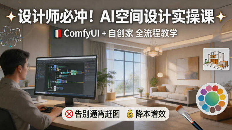 AI空间设计实操课 - ComfyUI+自创家降本增效 | 一人创业网