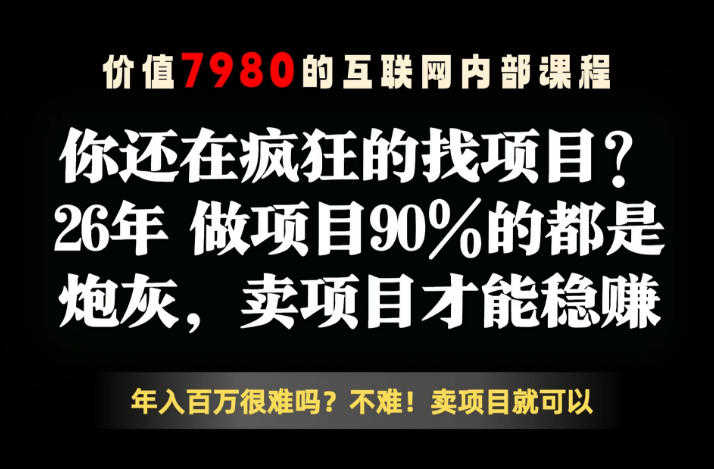 26年请不要疯狂的找项目了，卖项目远比你想象的暴利，你也可以月入10W+ | 一人创业网