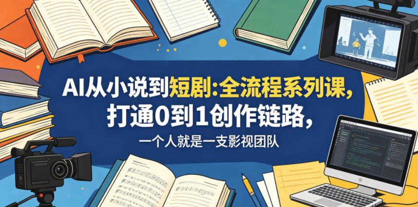 AI从小说到短剧全流程系列课 - 2026最新指南 | 一人创业网