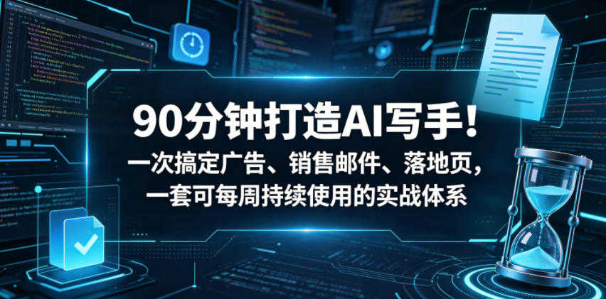 90分钟打造AI写手实战工作坊 - 广告/邮件/落地页全搞定 | 一人创业网