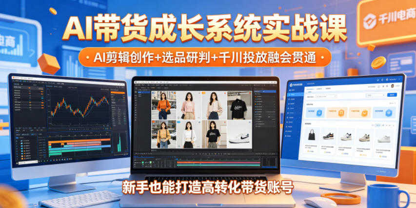 AI带货成长系统实战教程 - 2026年最新AI剪辑+选品+千川指南 | 一人创业网