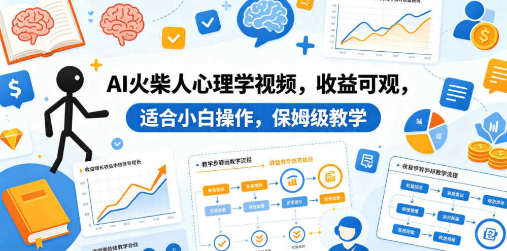 AI火柴人心理学视频，收益可观，适合小白操作，保姆级教学 | 一人创业网