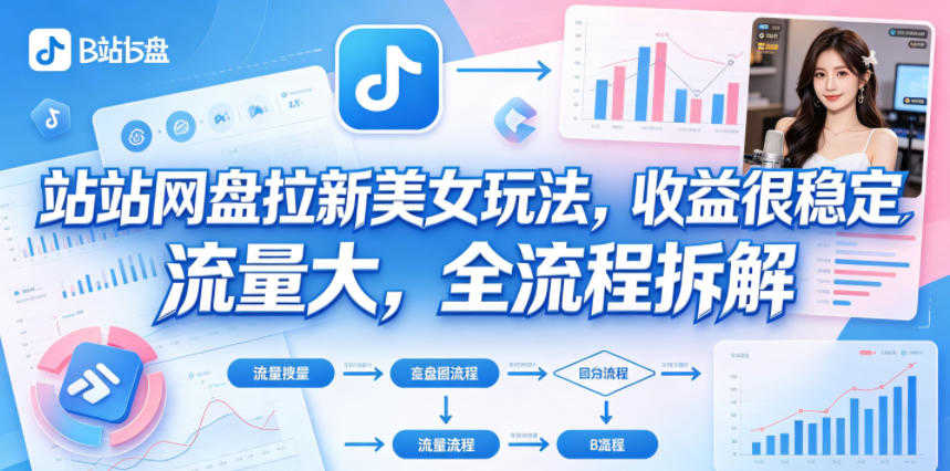 B站网盘拉新美女玩法，收益很稳定，流量大，全流程拆解 | 一人创业网