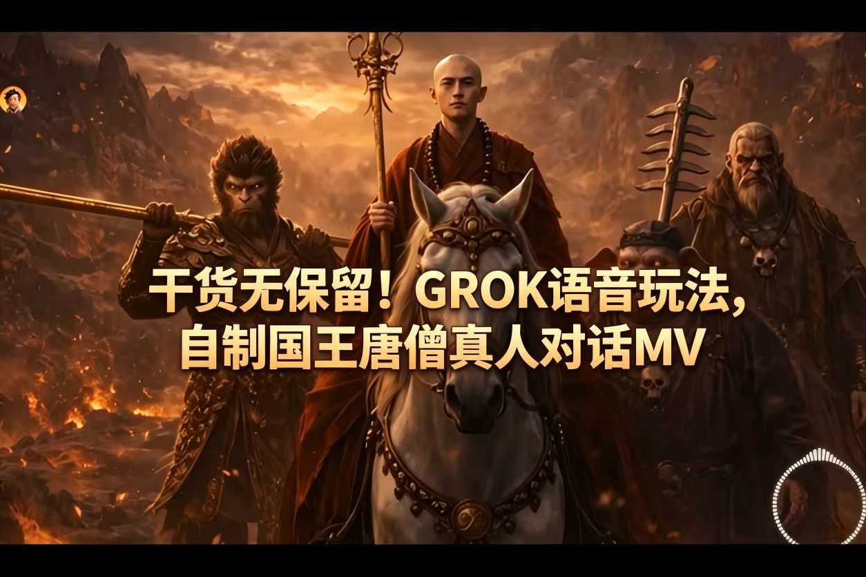 GROK语音玩法，自制国王唐僧真人对话MV，零基础教程 | 一人创业网