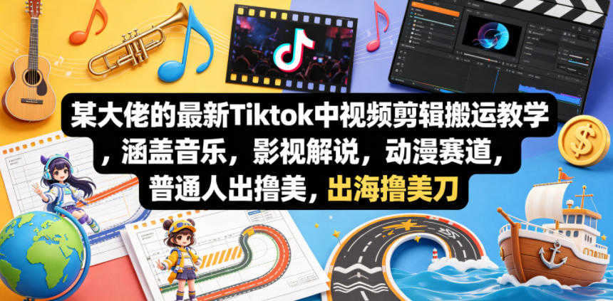 TikTok中视频剪辑搬运教学 - 2026最新音乐影视动漫出海指南 | 一人创业网