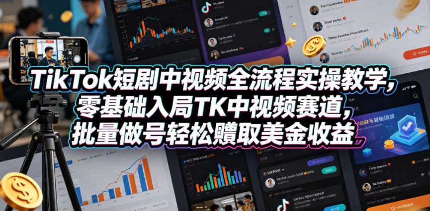 TikTok短剧中视频全流程实操教程 - 2026年最新指南 | 一人创业网