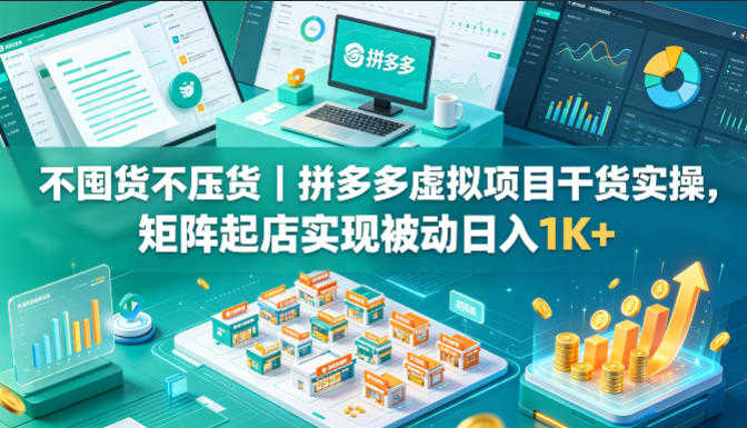 不囤货不压货｜拼多多虚拟项目干货实操，矩阵起店实现被动日入1K+ | 一人创业网