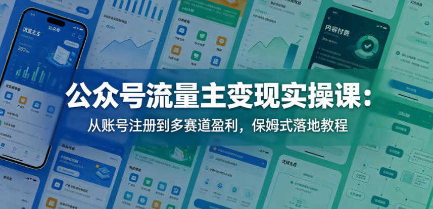 公众号流量主变现实操课 - 2026年最新指南 | 一人创业网