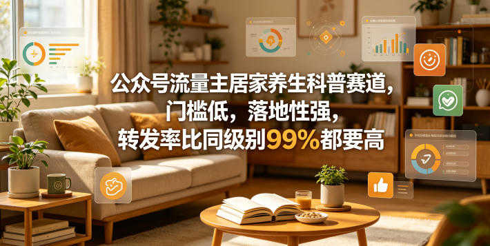 公众号流量主居家养生科普赛道 - 高转发率玩法拆解 | 一人创业网