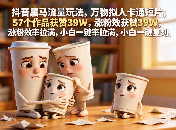 抖音黑马流量玩法，万物拟人卡通短片，57个作品获赞39W，涨粉效率拉满，小白一键复刻，保姆级拆解 | 一人创业网