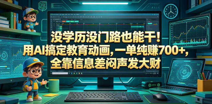 没学历没门路也能干！用AI搞定教育动画，一单纯賺700+，全靠信息差闷声发大财 | 一人创业网