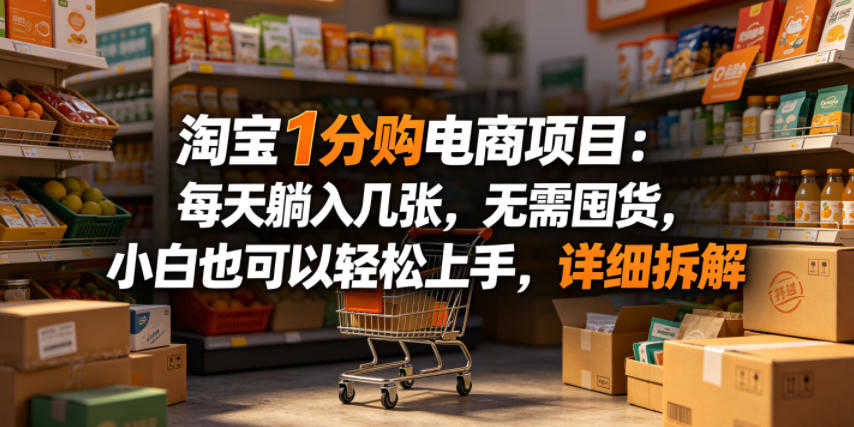 淘宝1分购电商项目：每天躺入几张，无需囤货，小白可上手 | 一人创业网