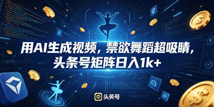 用AI生成禁欲舞蹈视频 - 头条号矩阵，日入1k+ | 一人创业网