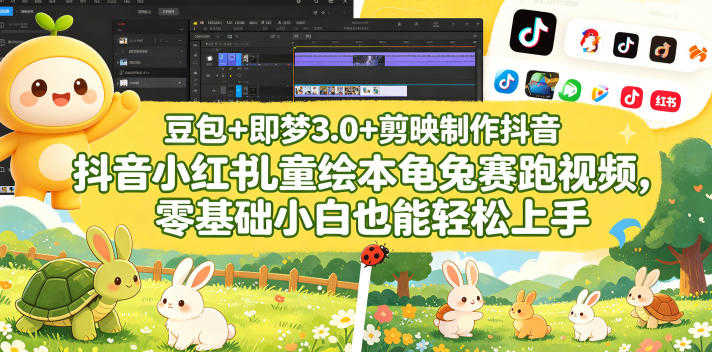 豆包＋即梦3.0+剪映制作儿童绘本龟兔赛跑视频教程 | 一人创业网