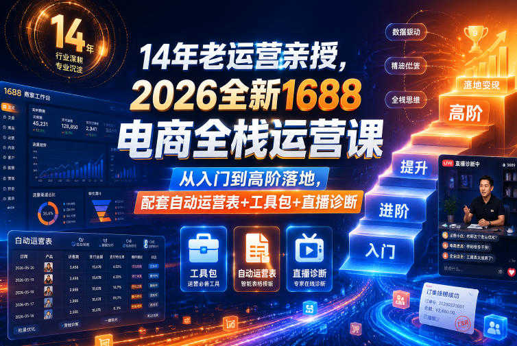 1688电商全栈运营实战教程 - 2026年最新指南 | 一人创业网