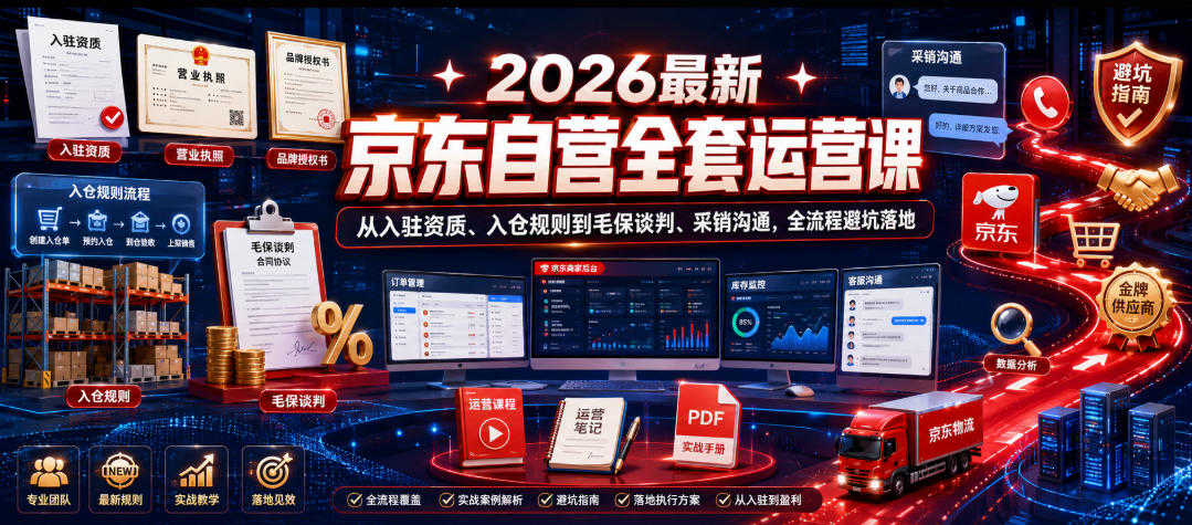 2026最新京东自营全套运营课 - 从入驻到毛保谈判全流程最新指南 | 一人创业网