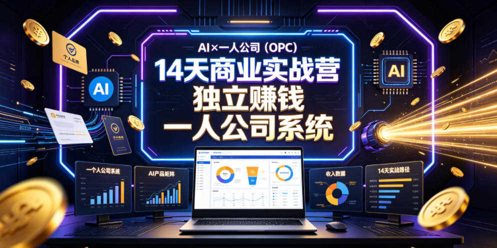 AI+一人公司14天商业实战营 - 用AI搭建独立赚钱系统 | 一人创业网