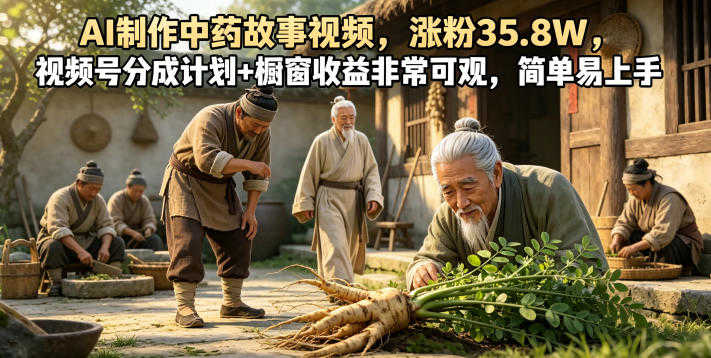AI中药故事视频涨粉变现教程 - 视频号分成+橱窗佣金 | 一人创业网