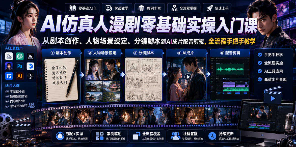 AI仿真人漫剧零基础实操入门课 - 2026最新指南 | 一人创业网