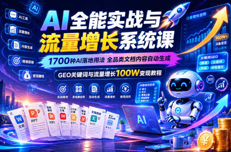 AI全能实战与流量增长系统课 - 2026最新指南 | 一人创业网