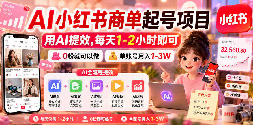 AI小红书商单起号项目实战教程 - 2026最新指南 | 一人创业网