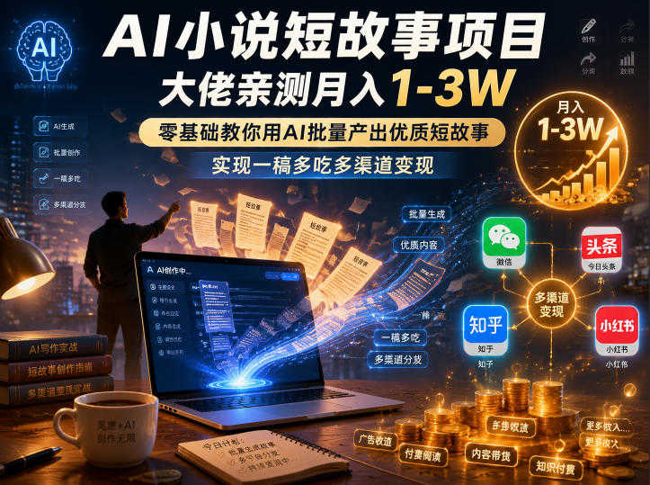 【更新】AI小说短故事项目 - 零基础批量产出变现教程 | 一人创业网
