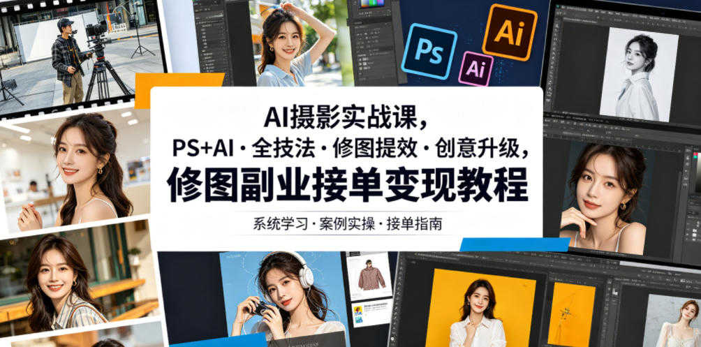 AI摄影实战课 - PS+AI全技法修图提效创意升级教程 - 2026最新指南 | 一人创业网