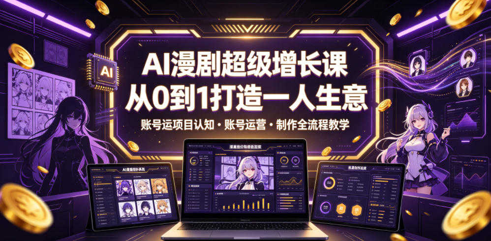 AI漫剧超级增长课 - 2026最新从0到1项目认知账号运营制作教程 | 一人创业网