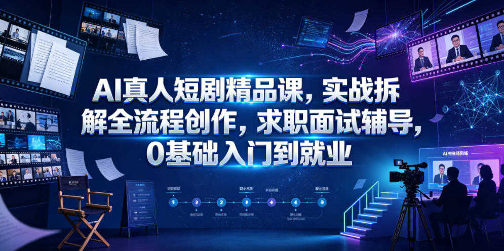 AI真人短剧精品课 - 全流程创作与求职面试实战教程 | 一人创业网