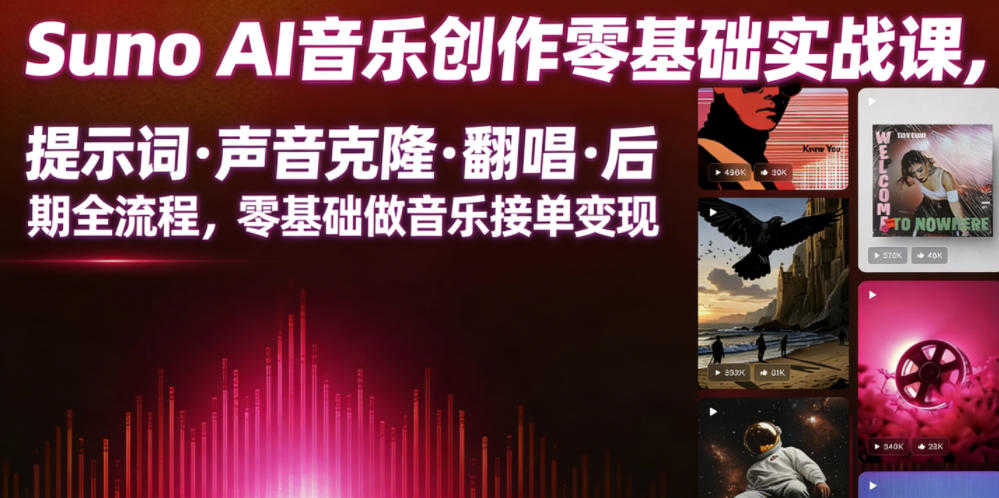 Suno AI音乐创作实战课 - 2026年最新零基础音乐变现指南 | 一人创业网