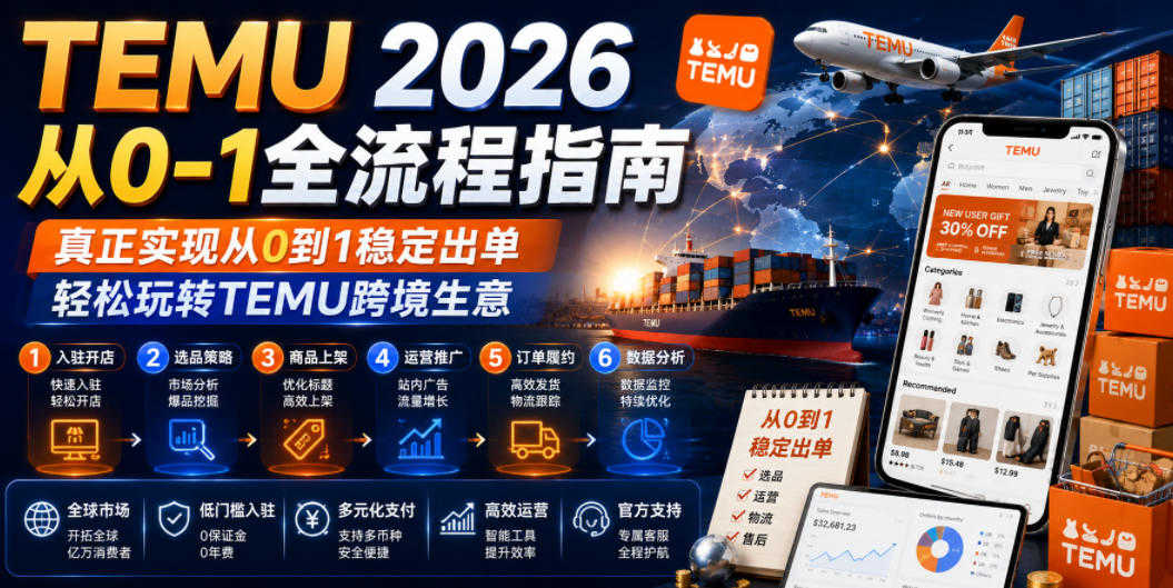 TEMU 2026从0-1全流程指南 - 最新版选品运营店铺实战教程 | 一人创业网