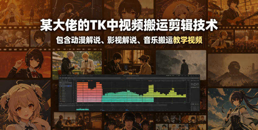 TK中视频搬运剪辑技术 - 动漫解说、影视解说、音乐搬运教学 | 一人创业网