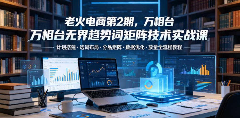 老火电商万相台无界趋势词矩阵技术实战课 - 2026年最新计划搭建选词布局放量全流程教程 | 一人创业网