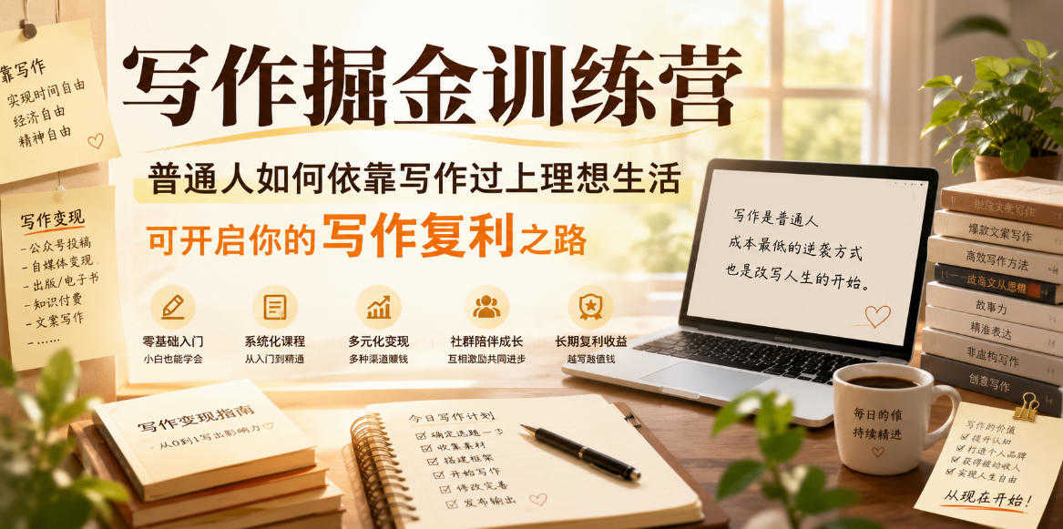 写作掘金训练营 - 普通人如何依靠写作过上理想生活 - 2026最新指南 | 一人创业网