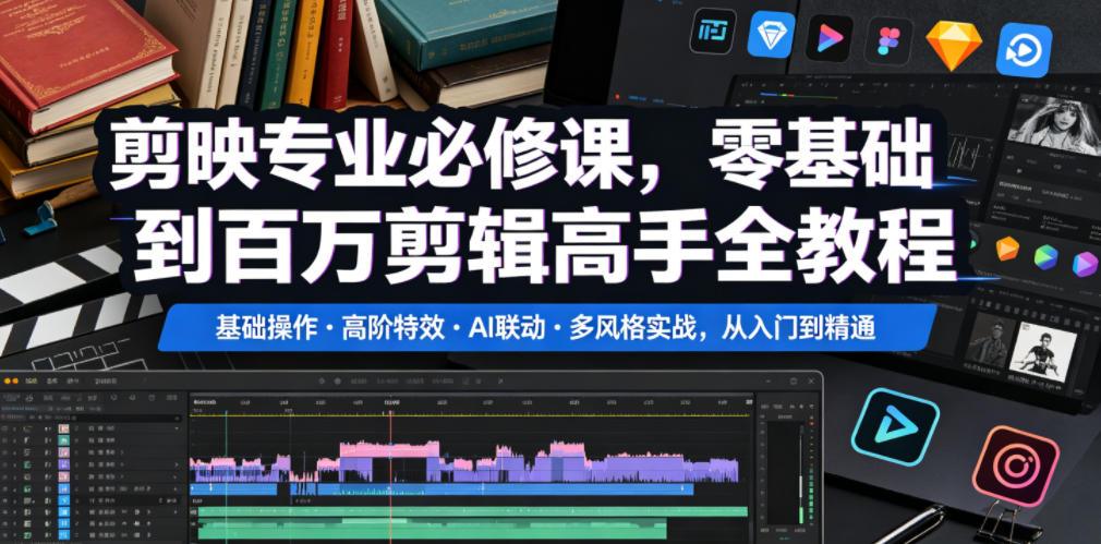 剪映专业必修课 - 2026年最新零基础到百万剪辑高手全教程 | 一人创业网