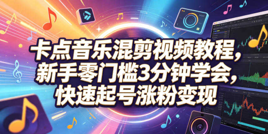 卡点音乐混剪视频教程 - 2026年新手零门槛快速起号变现指南 | 一人创业网