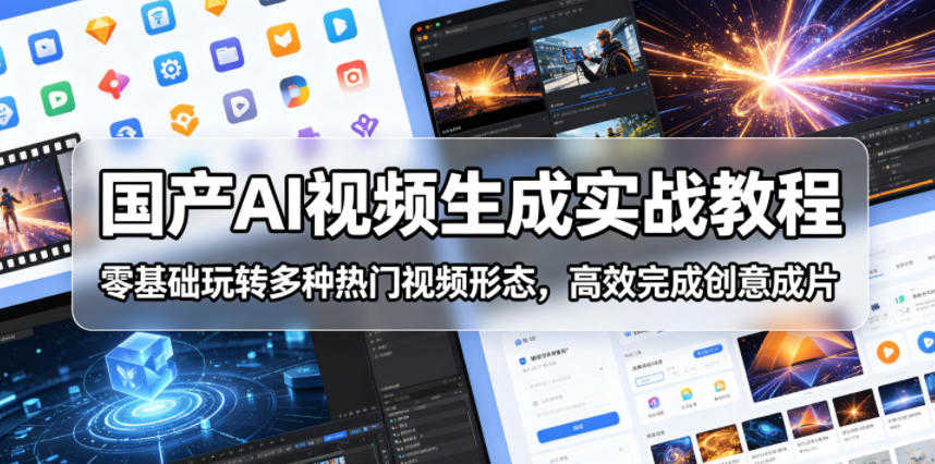 国产AI视频生成实战教程，零基础玩转多种热门视频形态，高效完成创意成片 | 一人创业网