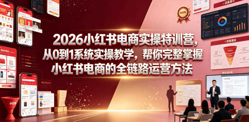 小红书电商实操特训营 - 2026最新从0到1系统运营教程 | 一人创业网