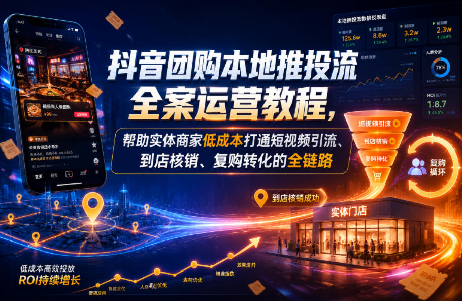 抖音团购本地推投流全案运营教程 - 2026年最新实体商家低成本获客指南 | 一人创业网
