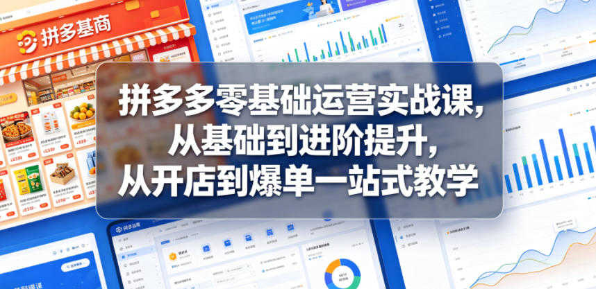 拼多多零基础运营实战课 - 2026年最新开店到爆单全流程指南 | 一人创业网