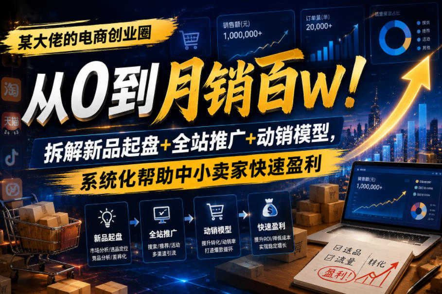 电商创业圈从0到月销百万实战教程 - 2026最新指南 | 一人创业网