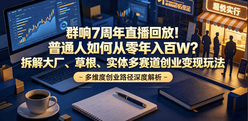 群响7周年直播回放 - 2026年超级个体多赛道创业变现实战指南 | 一人创业网