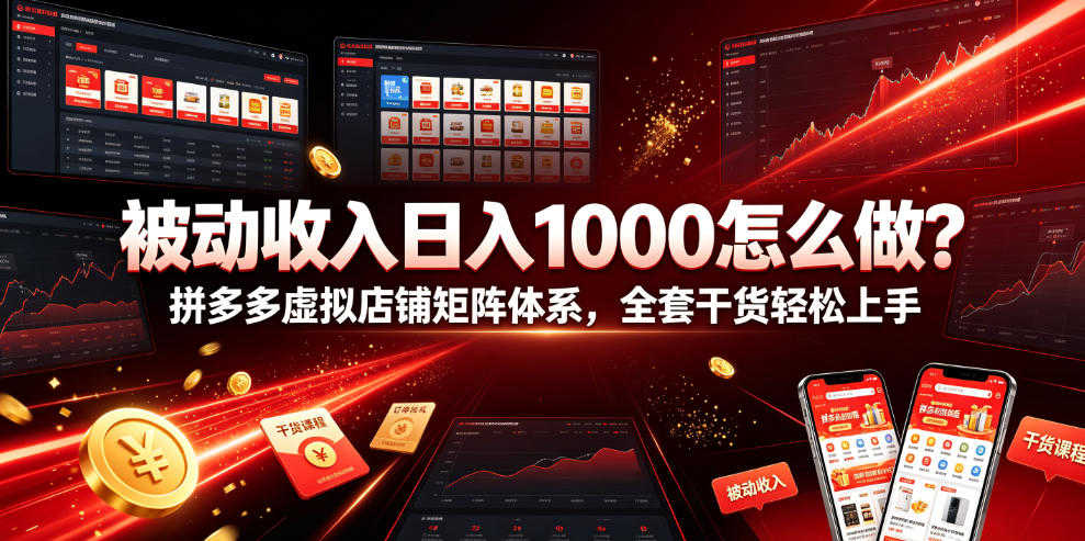 被动收入日入1000怎么做？拼多多虚拟店铺矩阵体系，全套干货轻松上手 | 一人创业网
