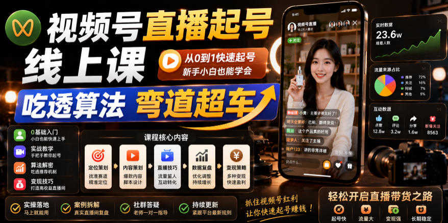 视频号直播起号线上课实战教程 - 2026最新指南 | 一人创业网