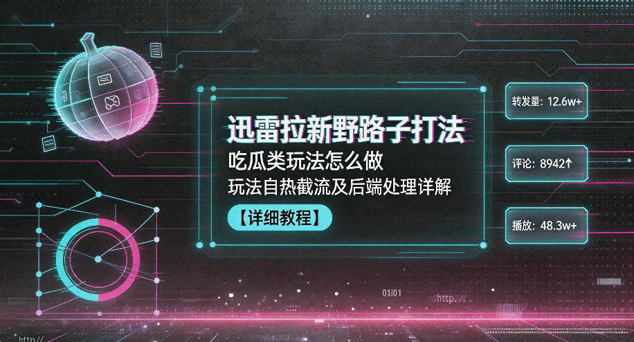 迅雷拉新野路子打法，吃瓜类玩法怎么做，玩法自热截流及后端处理详解 | 一人创业网