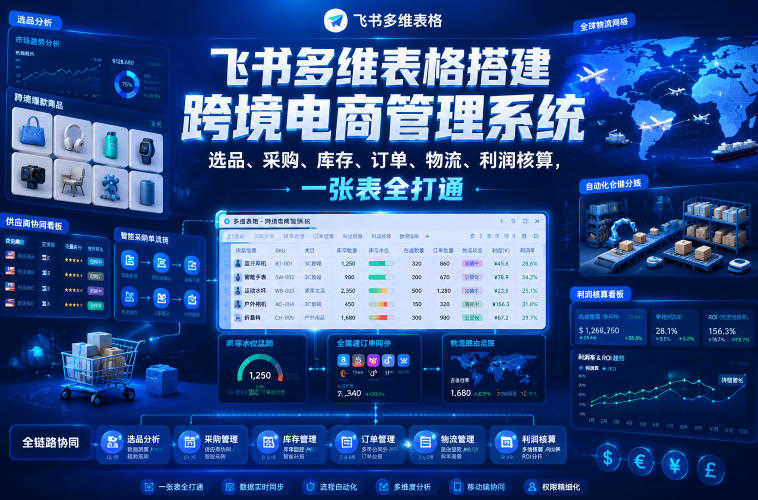 飞书多维表格搭建跨境电商管理系统 - 2026年最新零代码零成本ERP搭建指南 | 一人创业网